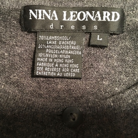 NINA LEONARD DRESS Pre-owned Cardigan, Gray/Black PONY print, Size Large - Picture 3 of 7